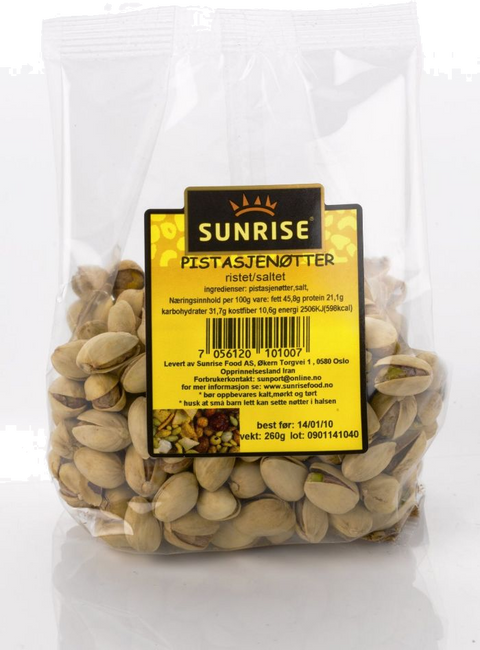SUNRISE PISTASJNØTTER RISTET/USALET