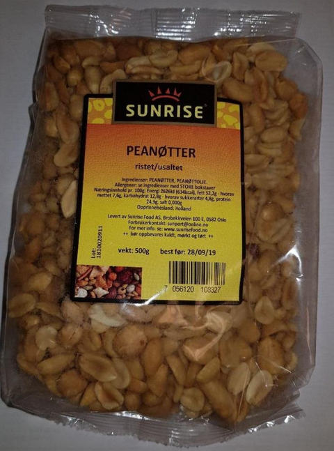 SUNRISE PEANØTTER RISTED-USALTET