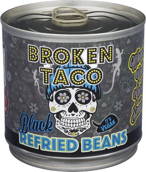 BROKEN TACO REFRIED BLACK BEANS