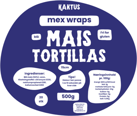 KAKTUS BLÅ MAIS TORTILLA 15CM