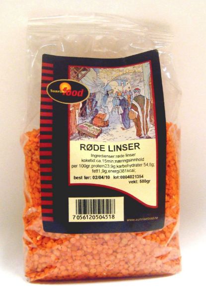 SUNRISE LENTILS RED 450G