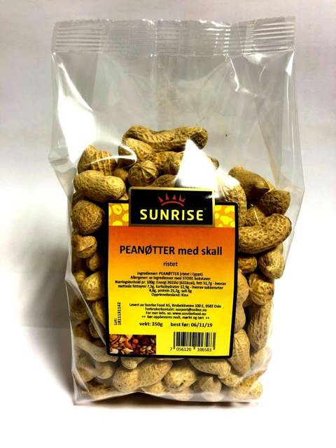 Sunrise Peanøtter m/Skall Ristet 165g