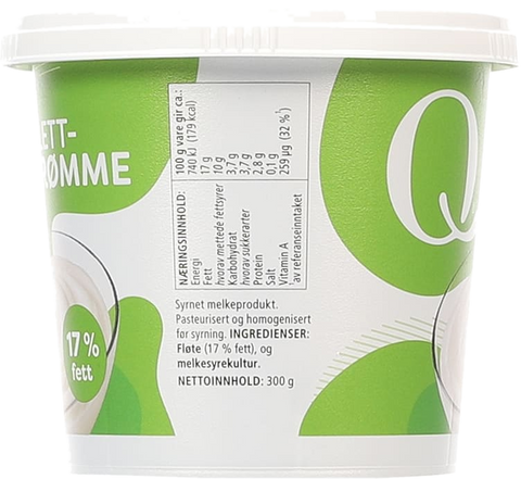 Q LETTRØMME 17% 300G